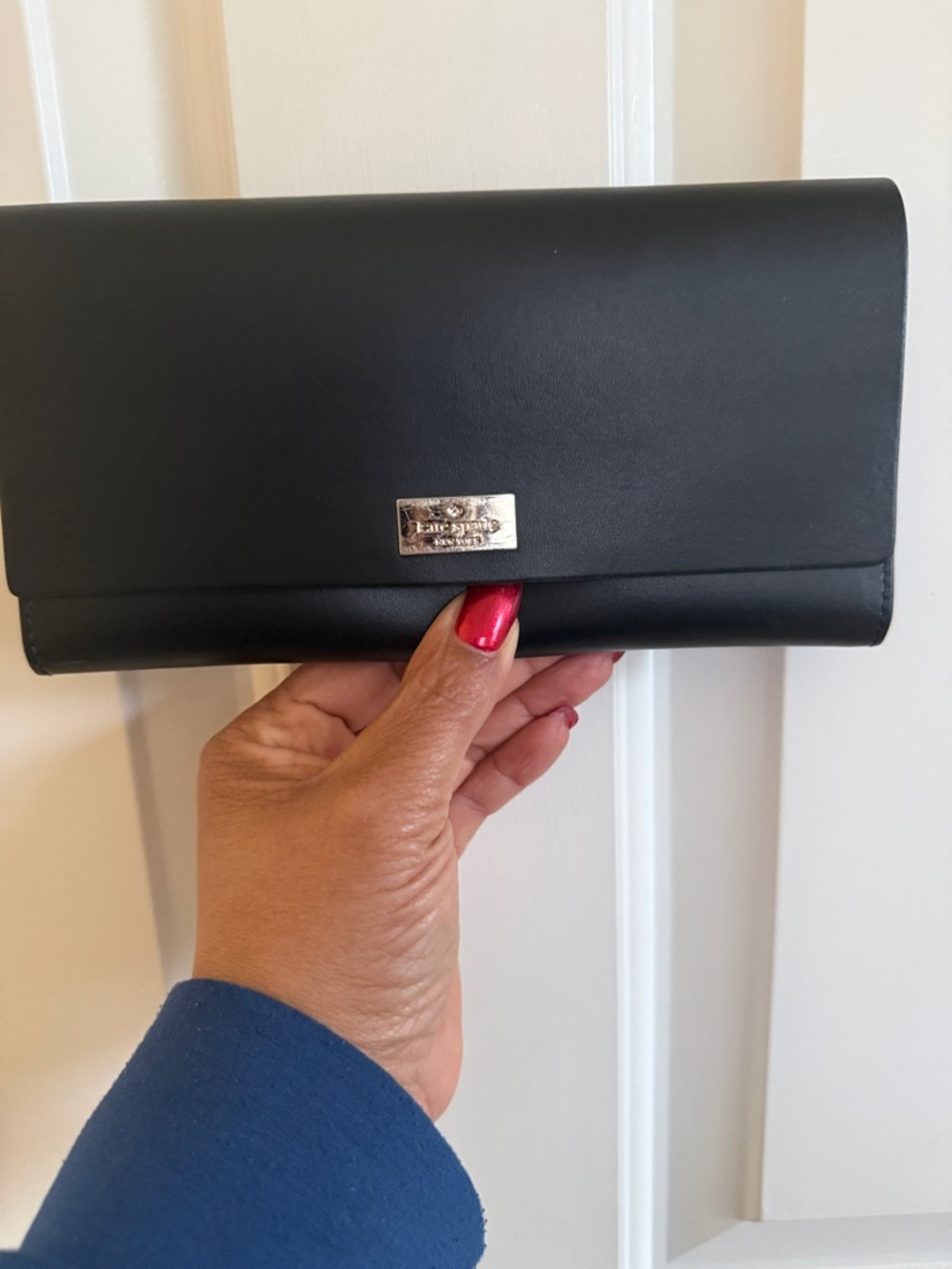 kate spade Arbor Hill Black Leather Wallet pink interior - Picture 2 of 6